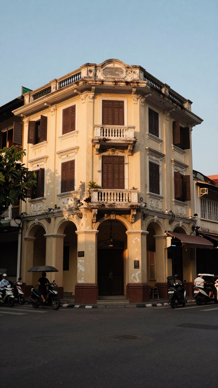 Ho Chi Minh City Street Scene at Golden Hour in in Ho Chi Minh City, Vietnam