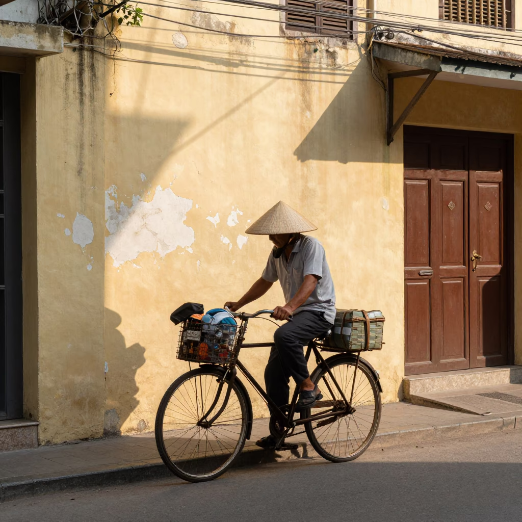 Ho Chi Minh City Vietnam Early Afternoon Street Scene with Bicycle and Wrench in in Ho Chi Minh City, Vietnam