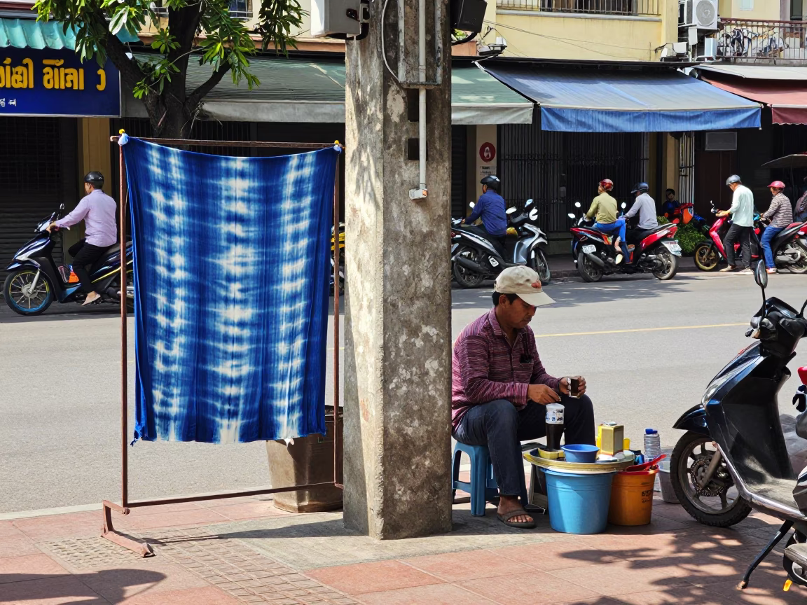Ho Chi Minh City Vietnam Street Scene Midmorning Sunlight and Local Commerce in in Ho Chi Minh City, Vietnam