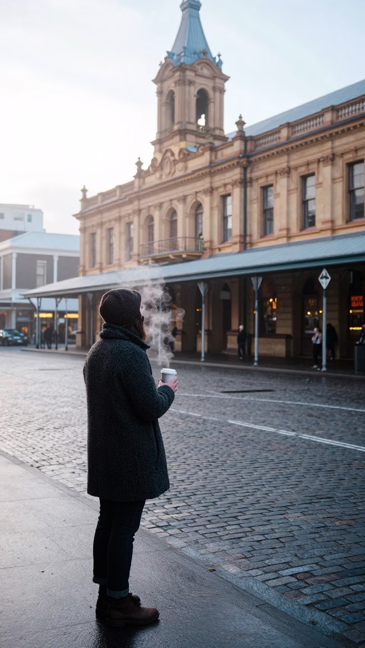 Hobart Commuter at Early Morning Light in in Hobart, Tasmania, Australia