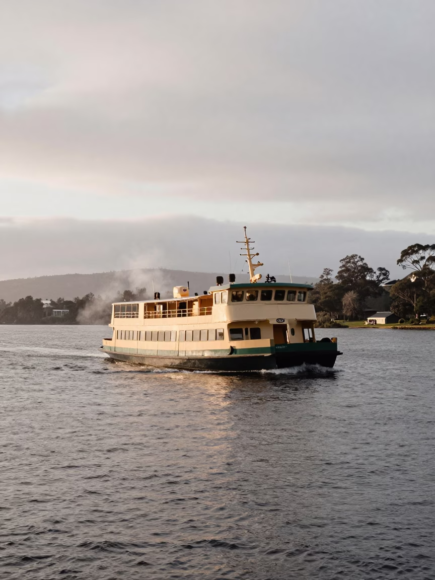 Hobart Derwent River at The Early Morning Light in in Hobart, Tasmania, Australia