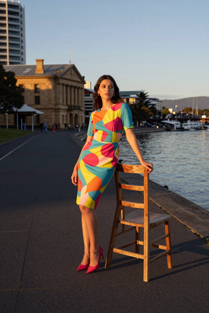 Hobart Fashion Model at Golden Hour in in Hobart, Tasmania, Australia