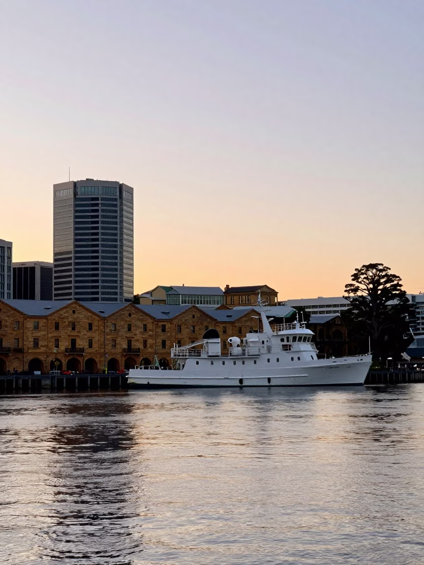 Hobart Light Dawn at First Light Of Dawn in in Hobart, Tasmania, Australia