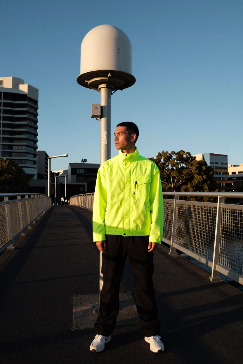 Hobart Model Streetwear at As First Light Reaches The Scene in in Hobart, Tasmania, Australia