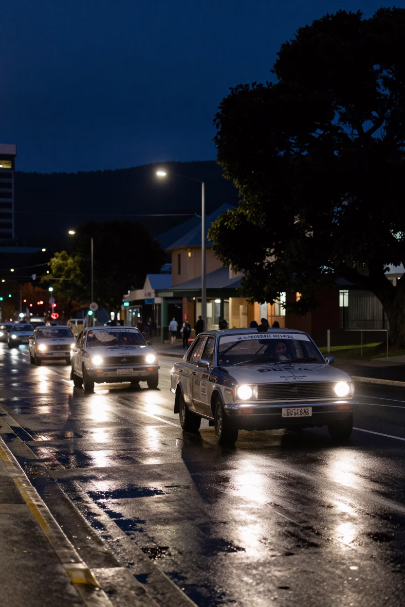 Hobart Street Scene at Late At Night Light in in Hobart, Tasmania, Australia