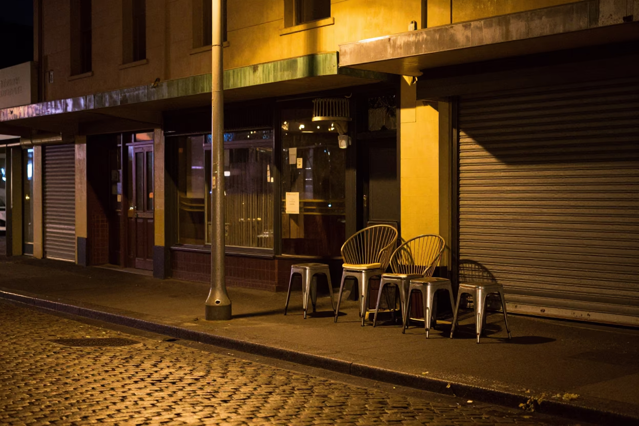 Hobart Street Scene at Late At Night Light in in Hobart, Tasmania, Australia