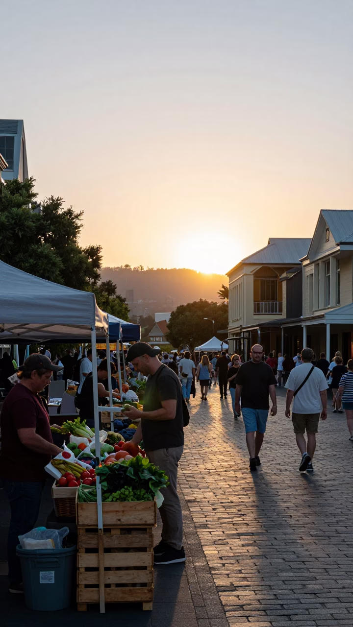 Hobart Sunset Scene at Sunset Light in in Hobart, Tasmania, Australia