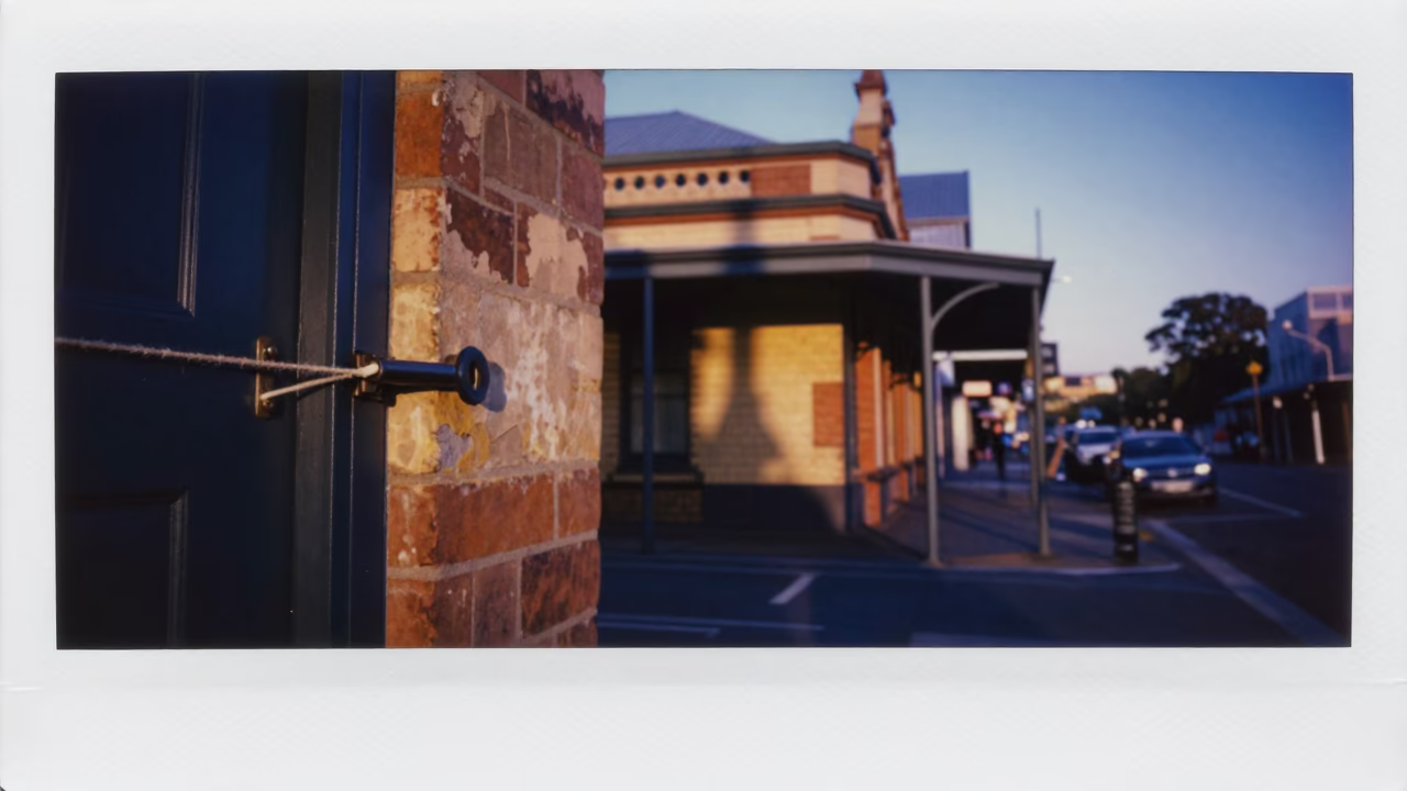 Hobart Tasmania evening street scene with door latch and twine details in in Hobart, Tasmania, Australia