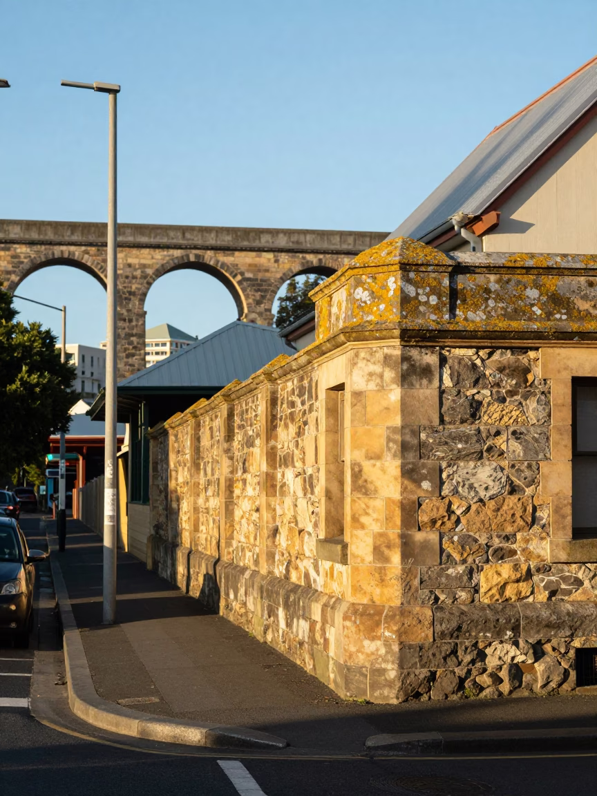 Hobart Tasmania Street Scene Late Afternoon Light with Local Details in in Hobart, Tasmania, Australia