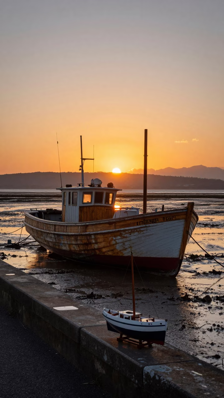 Hobart Tasmania Sunset Horizon Shot 1950s Style Realistic Photograph in in Hobart, Tasmania, Australia