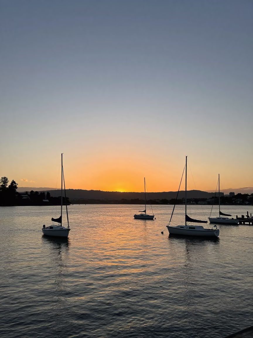 Hobart Tasmania Sunset Sailboats and Waterfront Scene in in Hobart, Tasmania, Australia