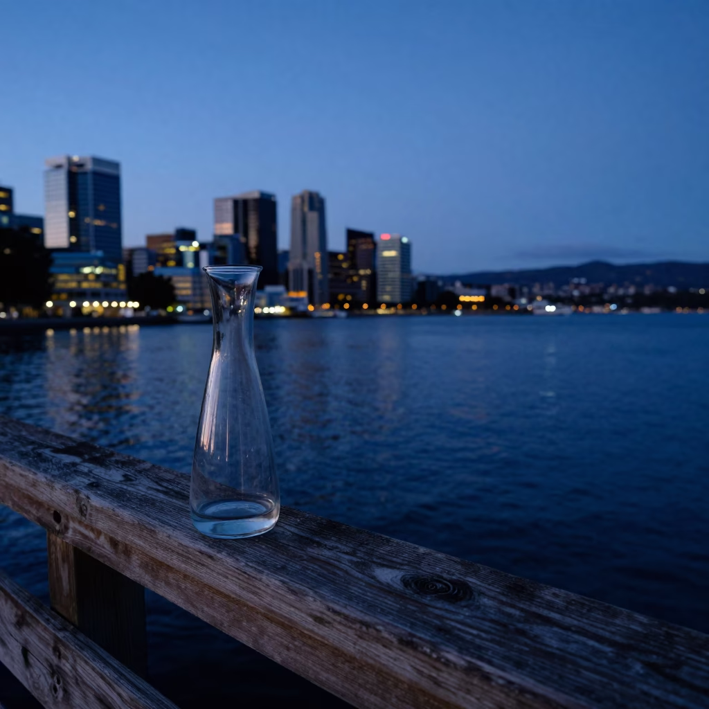 Hobart Waterfront Scene at The Still Hours Before Dawn Light in in Hobart, Tasmania, Australia