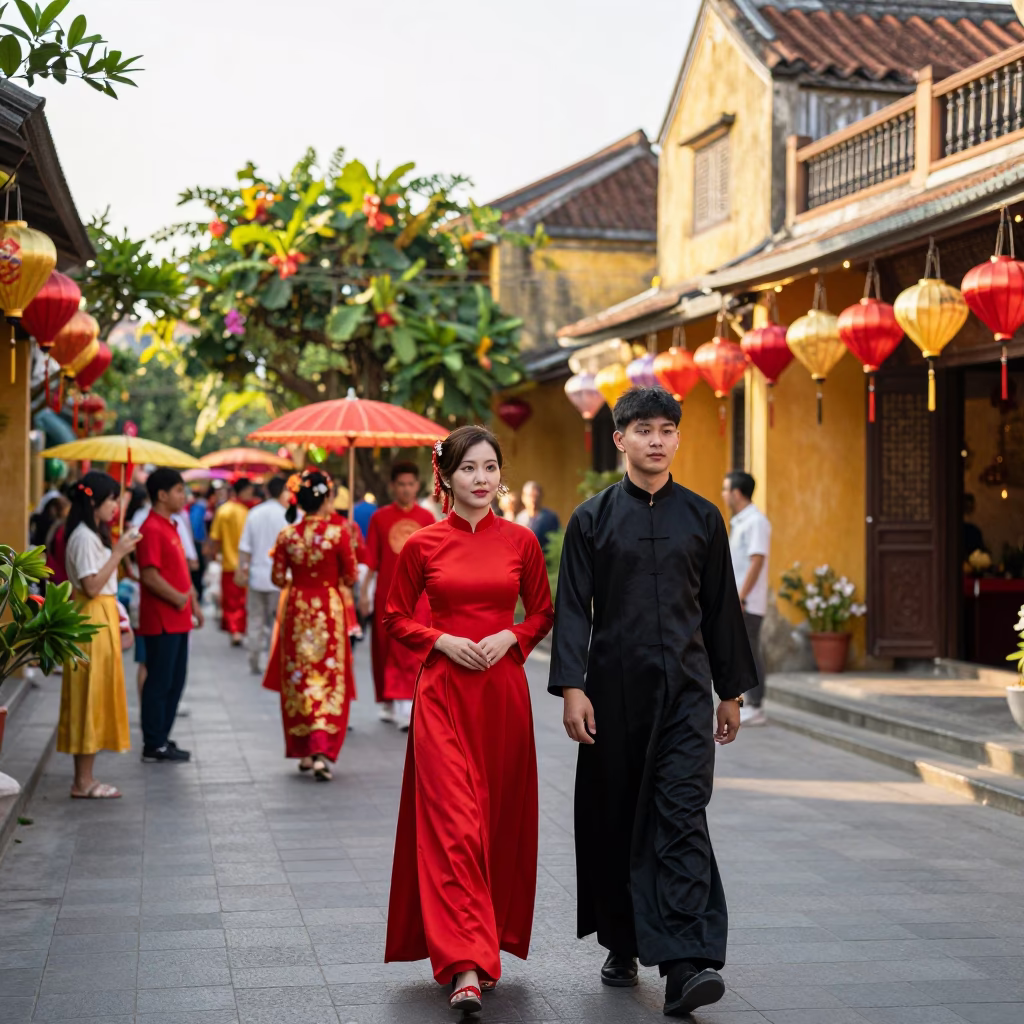 Hoi An Ancient Street at The Early Afternoon Light in in Hoi An, Vietnam