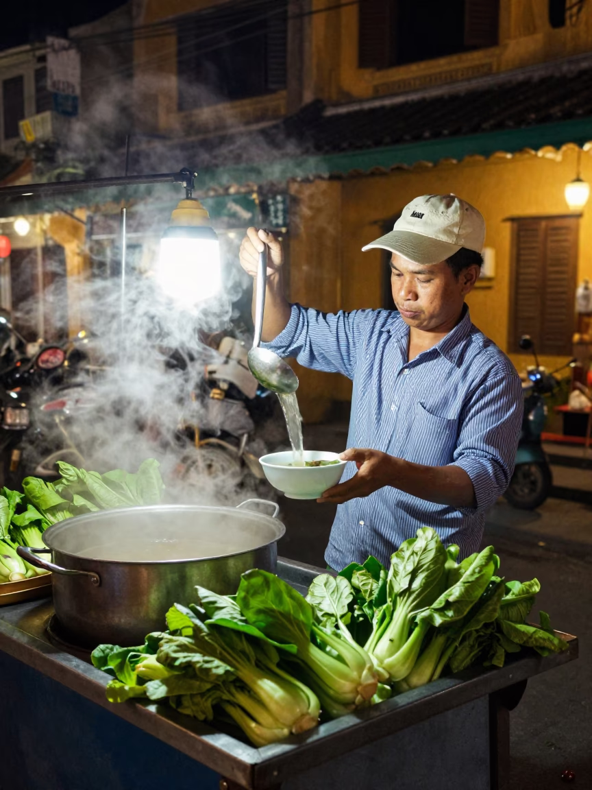 Hoi An Bok Choy at Late At Night Light in in Hoi An, Vietnam