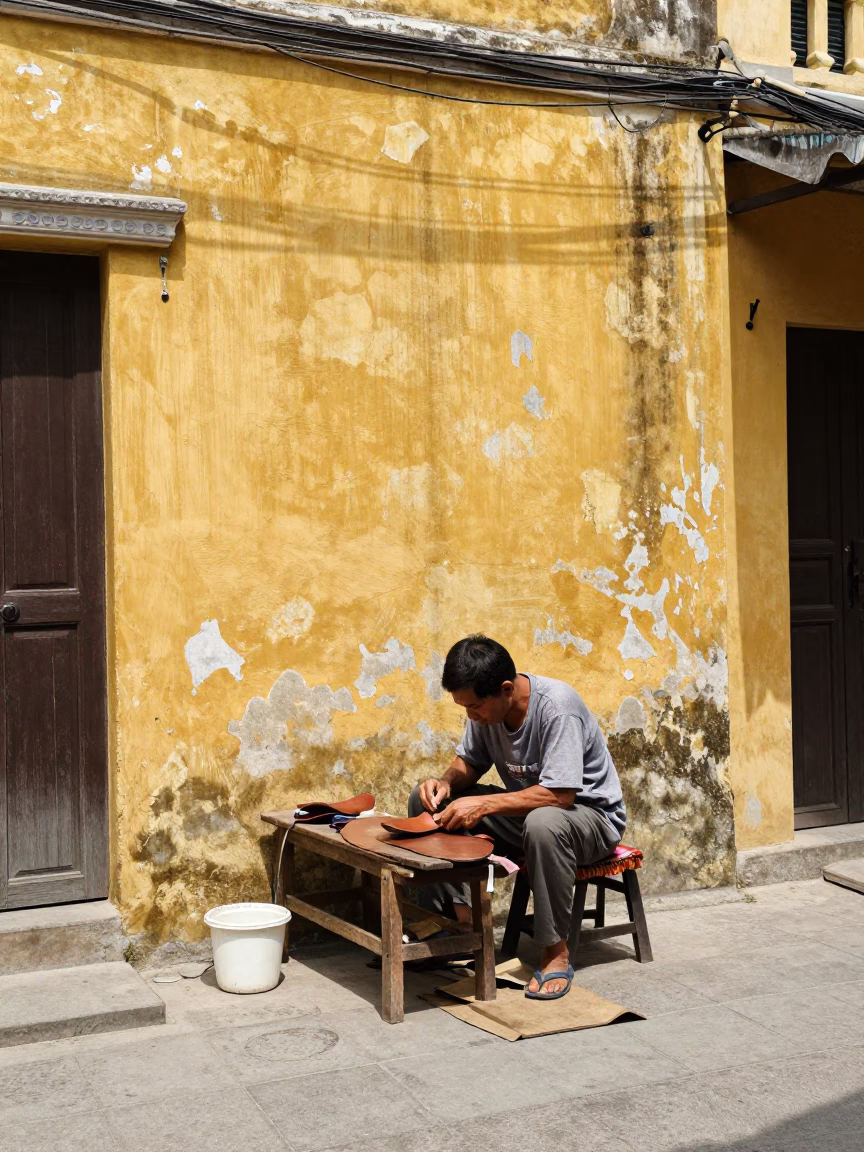 Hoi An Cobbler Working in in Hoi An, Vietnam