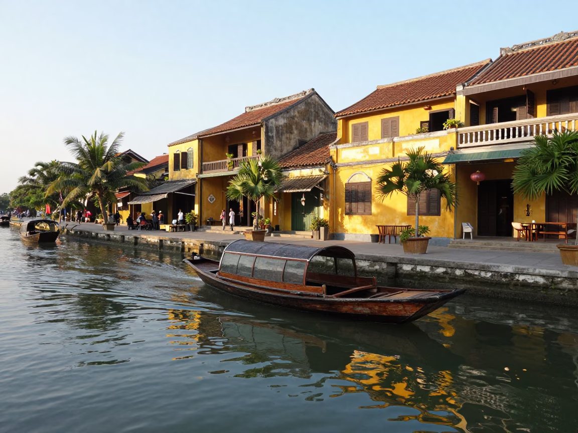 Hoi An Early Afternoon Street Scene at The Early Afternoon Light in in Hoi An, Vietnam