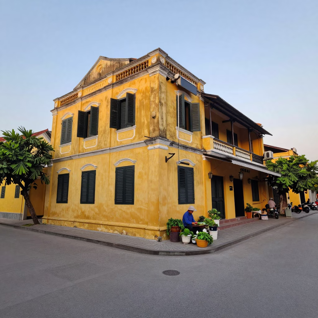 Hoi An Street Scene at The Early Morning Light in in Hoi An, Vietnam