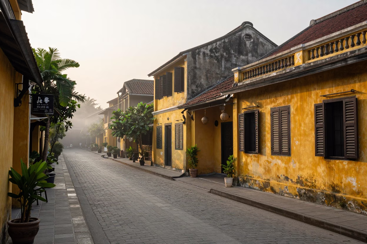 Hoi An Street Scene at The Early Morning Light in in Hoi An, Vietnam