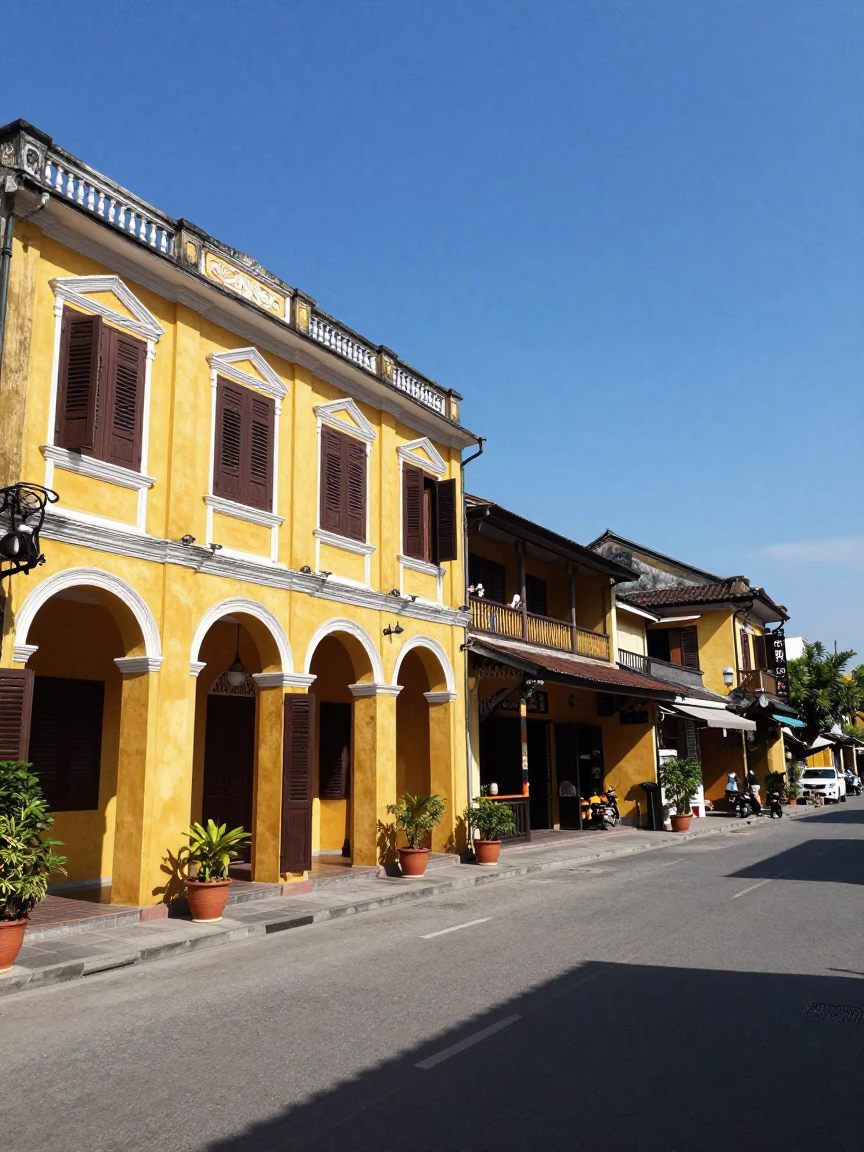 Hoi An Town Street at Midday Light in in Hoi An, Vietnam