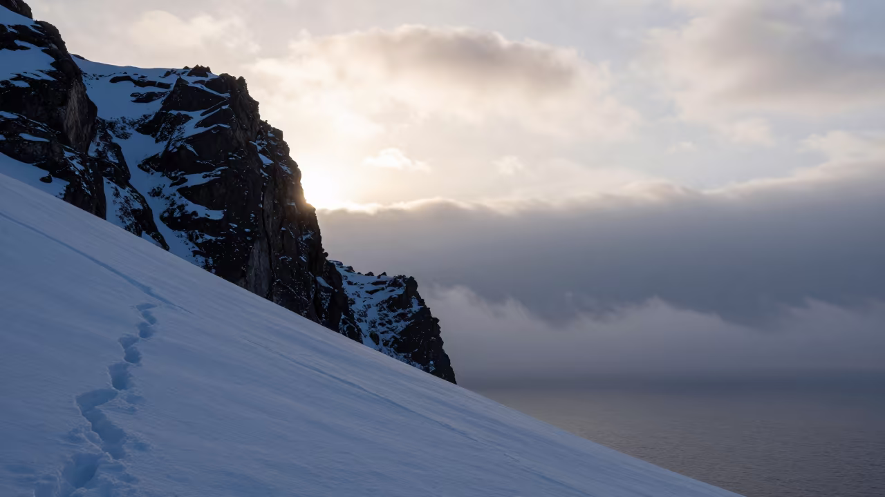 Hokkaido Sea Cliff Silhouetted by Sunrise Light in in Hokkaido