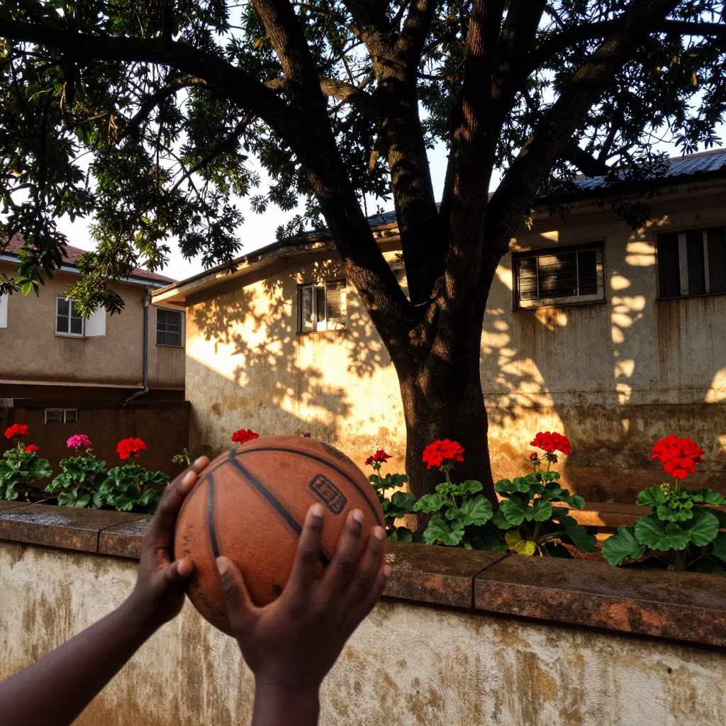 Holding Basketball in Nairobi in in Nairobi, Kenya