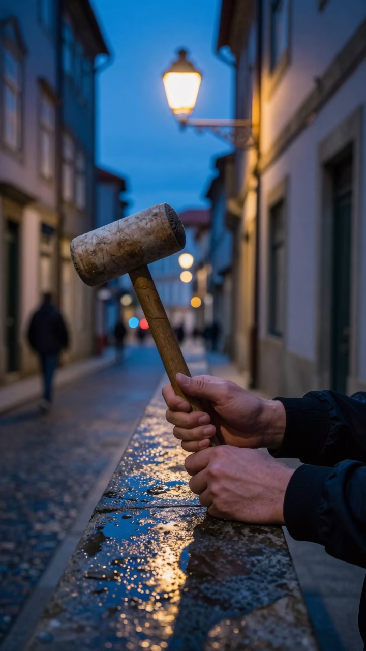Holding Mallet in Porto in in Porto, Portugal