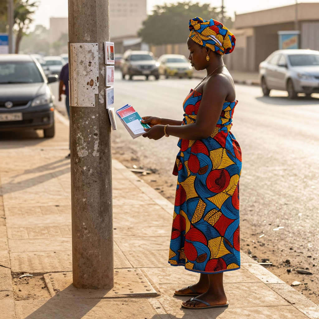 Holding Postcards in Dakar in in Dakar, Senegal