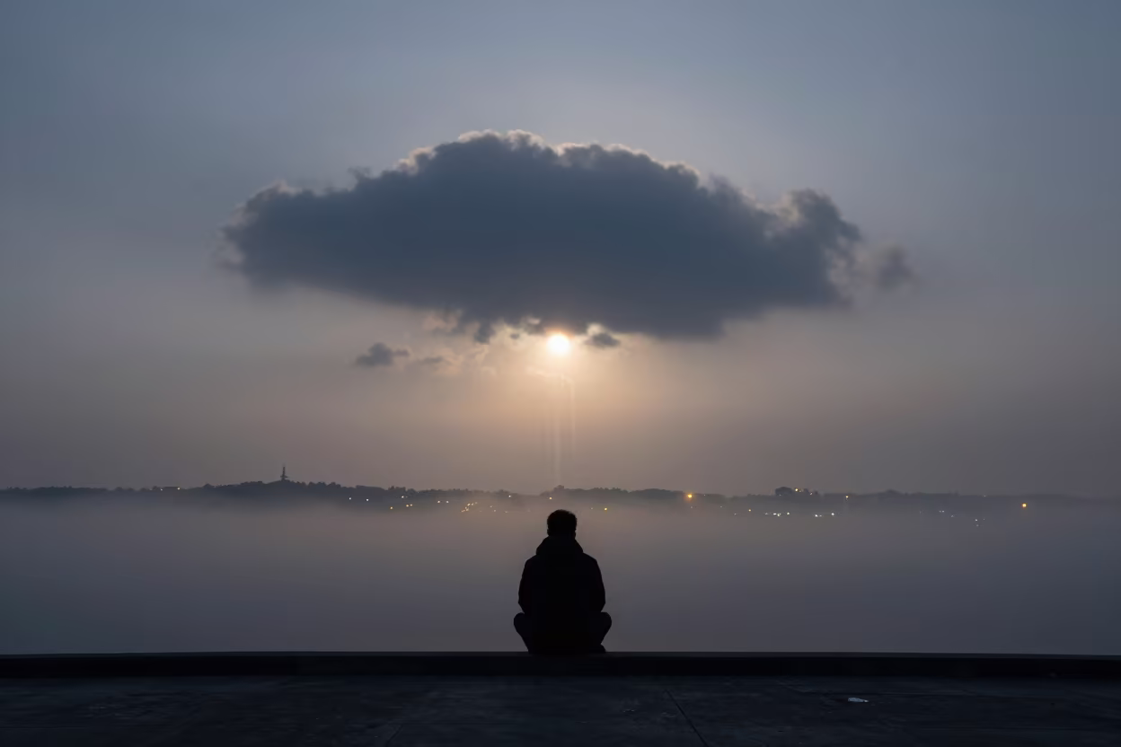 Hole Punch Cloud Virga Dual Sun Fog in through low marine fog near Nawa
