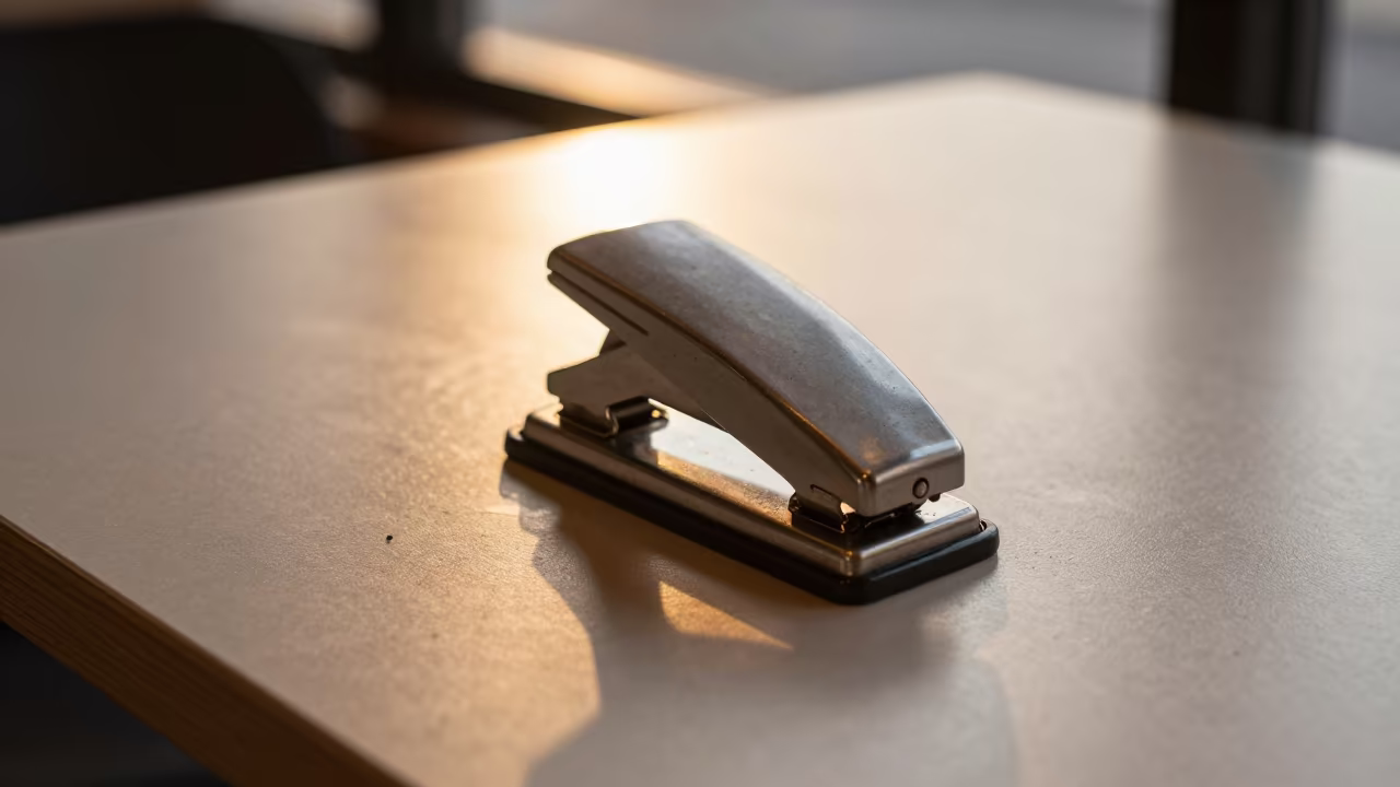 Hole Punch on Nagoya Cafe Desk in on a cafe table by a window in Nagoya