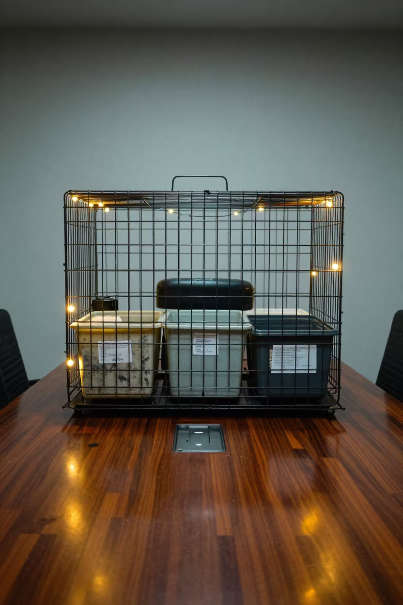 Holiday Storage Cage On Boardroom Table Dhaka in at a boardroom table before a meeting in Dhaka