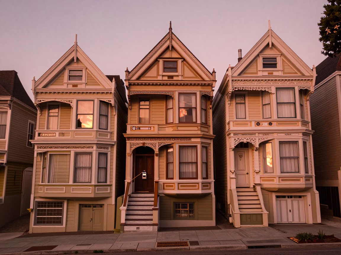 Home Exterior in San Francisco at Copper-toned Light Before Dusk in in San Francisco, California, United States