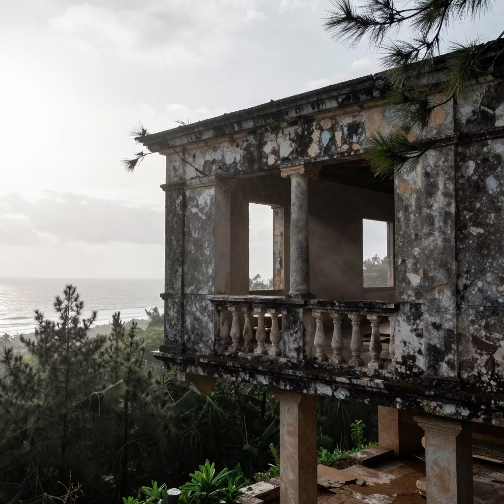 Honduran Ruin Balcony Over Pines in in Honduras