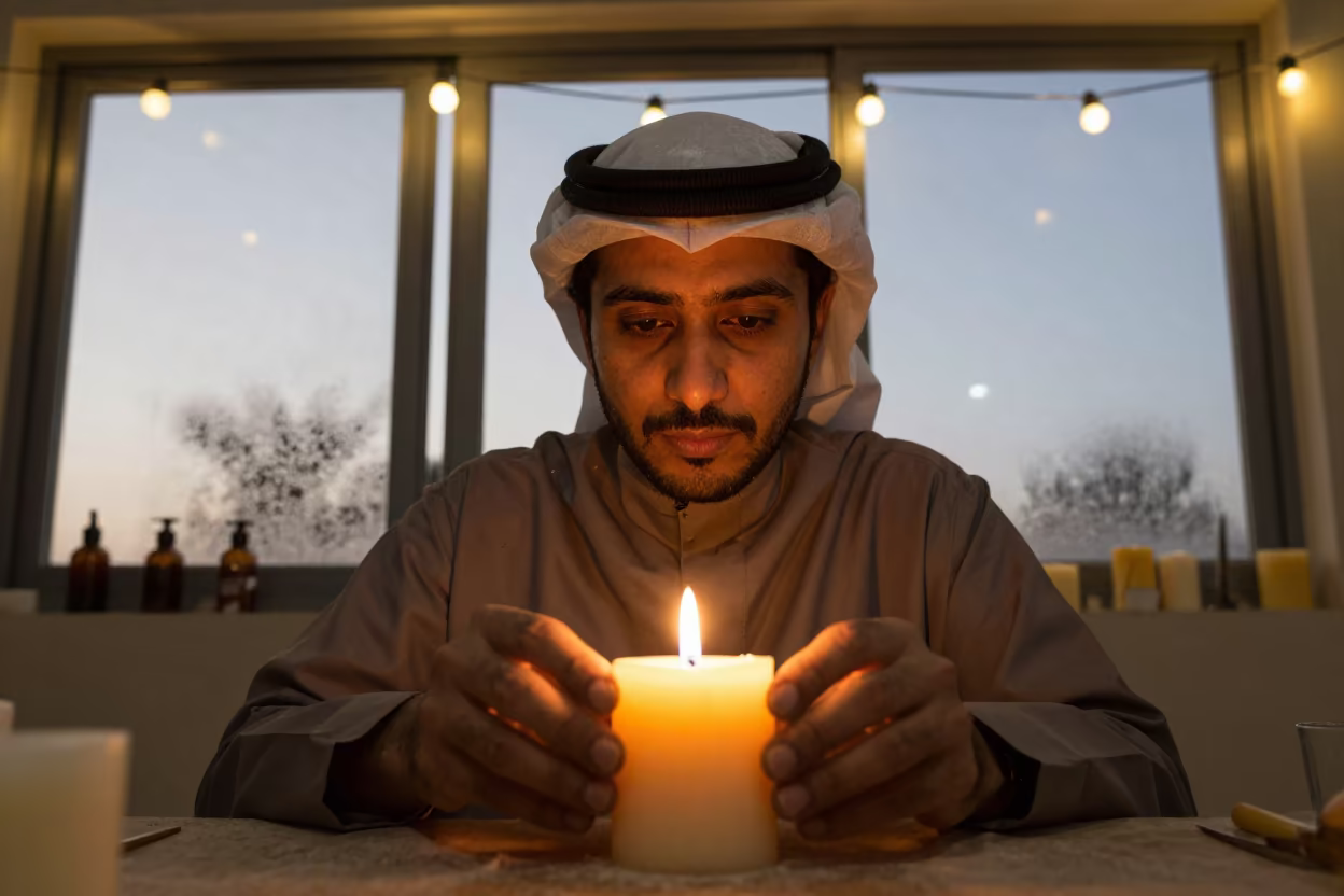 Honey Gold Light on Bee Maker in Abu Dhabi in in a north-lit studio in Abu Dhabi