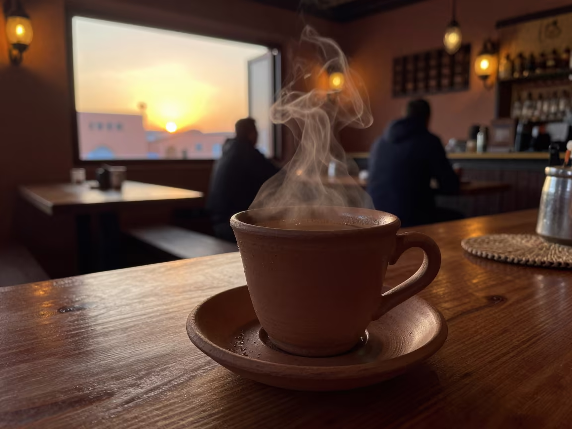 Honey Light Chai Cardamom Marrakesh in at a coffee bar counter in Marrakesh