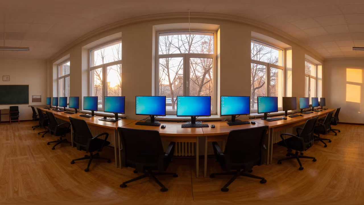 Honey Light in Empty Art Classroom in inside an art classroom near Harbin