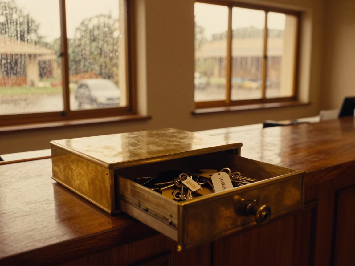 Honey Light Hotel Key Drawer Minna Nigeria in inside a hotel lobby in Minna