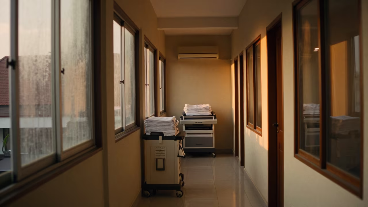 Honey Light Linen Scanner Station Yogyakarta Corridor in in a quiet guest corridor near Yogyakarta