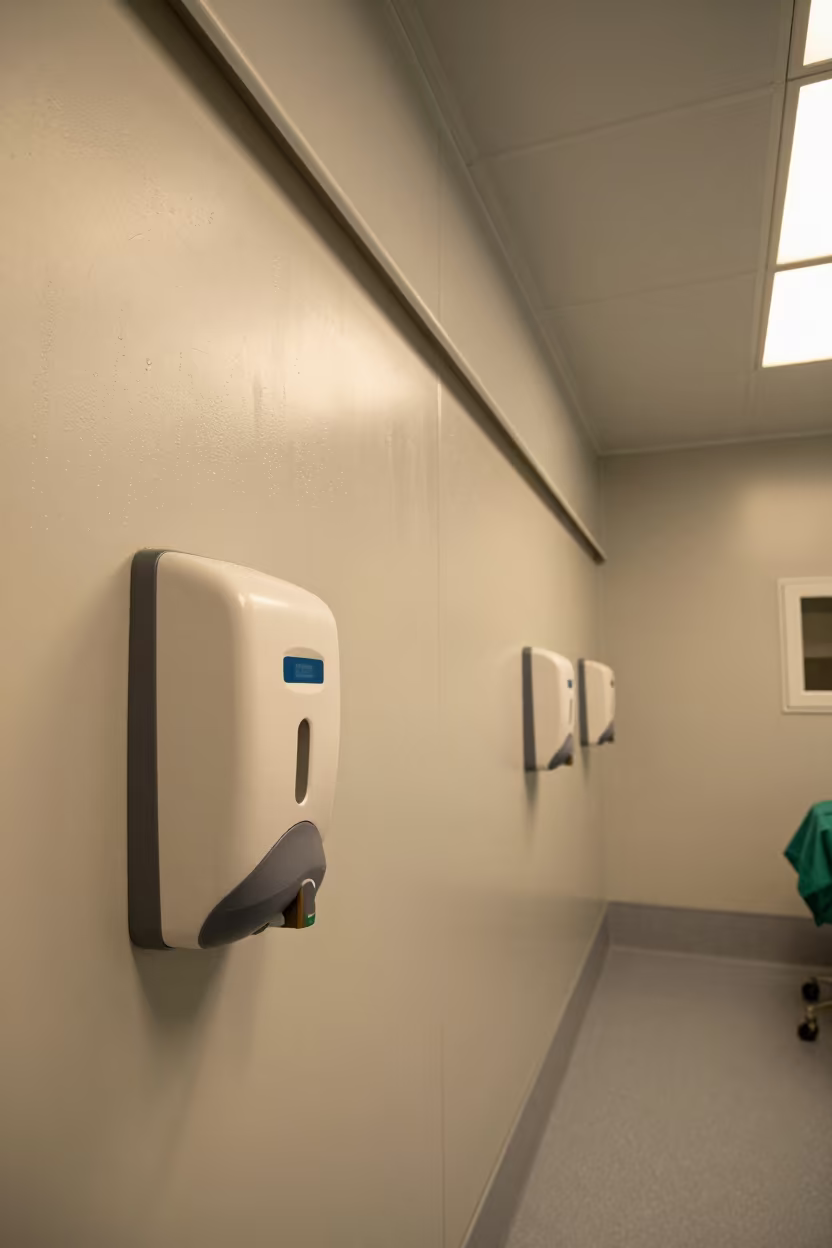 Honey Light on Medical Dispenser in in a surgical prep area in Agboville