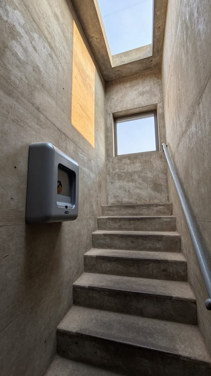 Honey Light on Military Gear in Karachi Bunker in inside a bunker stairwell in Karachi