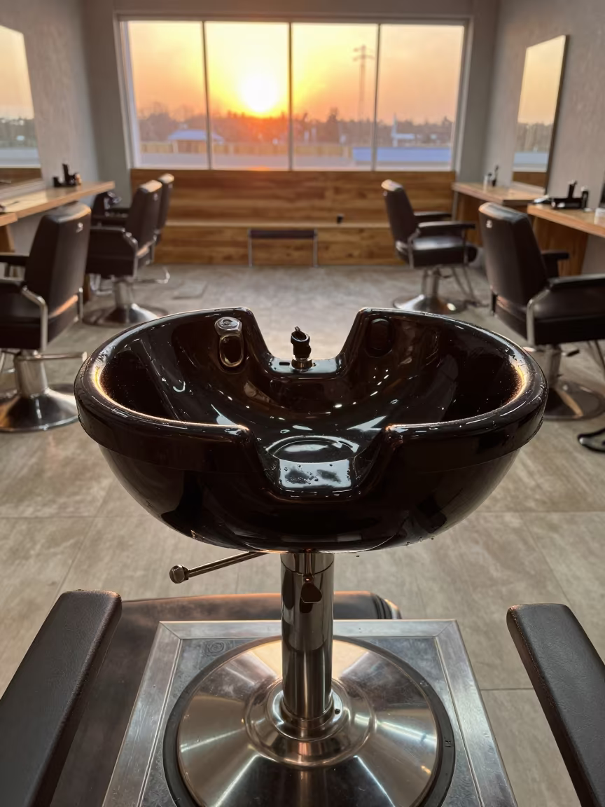 Honey Light on Shampoo Chair Cover in Kohat in at a barber station beneath mirror bulbs in Kohat