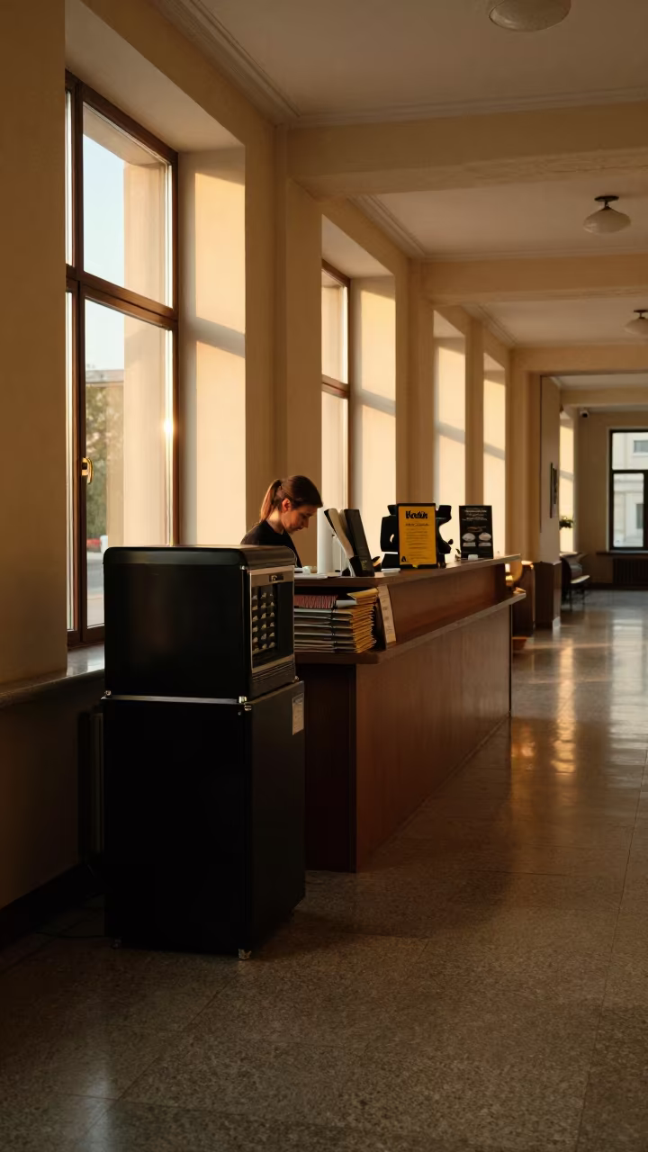 Honey Light Spa Cooler at Reception Desk in inside a spa reception in Białystok