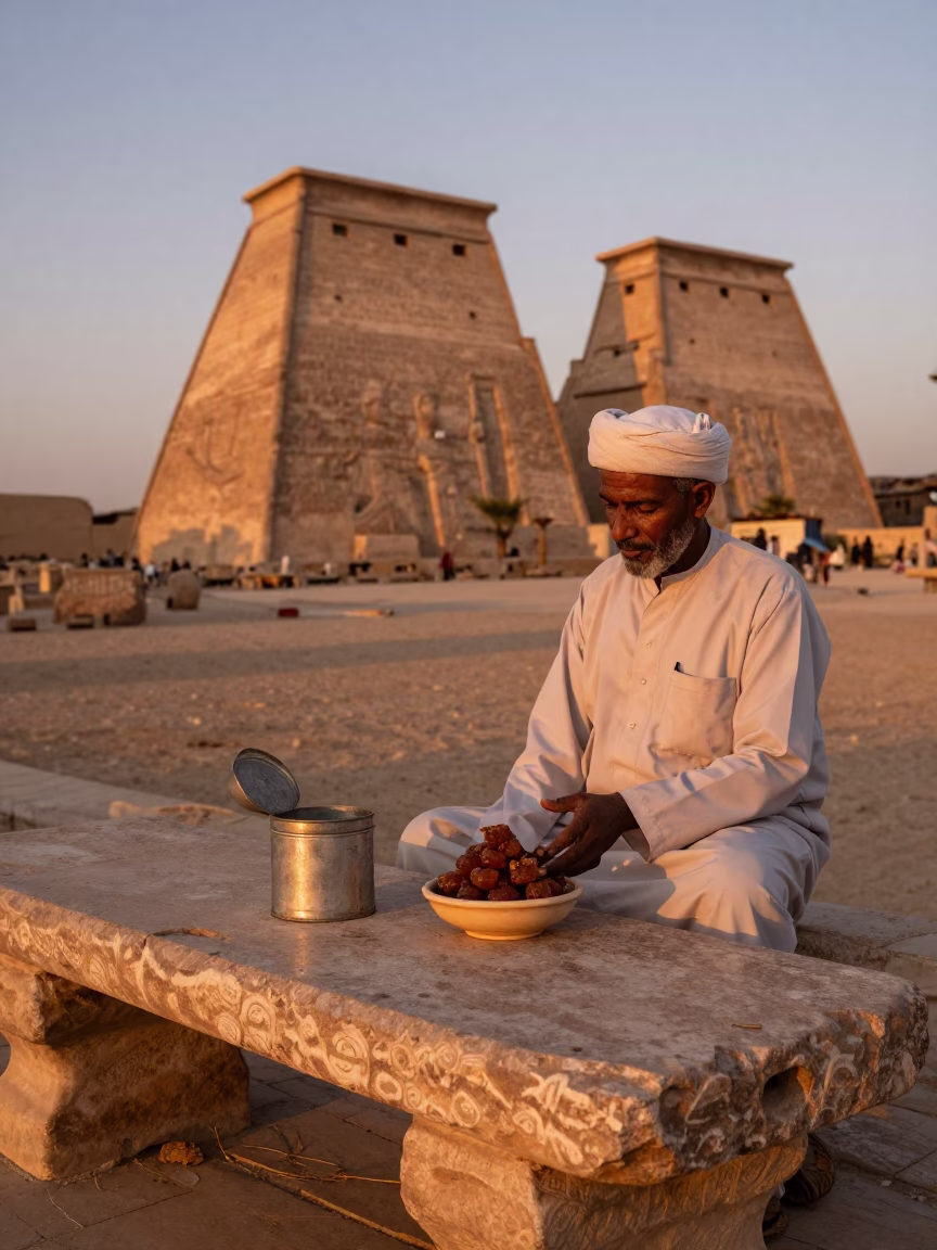 Honey Sweets in Luxor at Copper-toned Light Before Dusk in in Luxor, Egypt