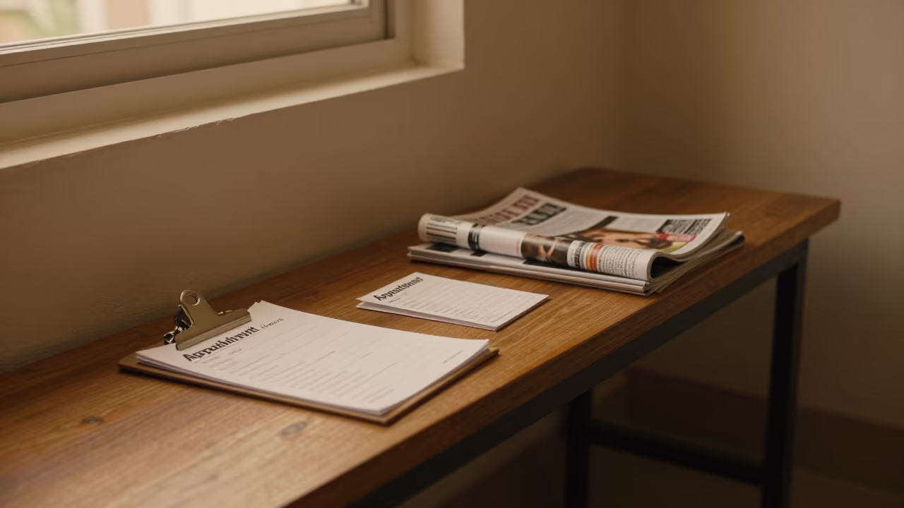 Honeyed Evening in Erode Barbershop Waiting Bench in inside a nail studio in Erode