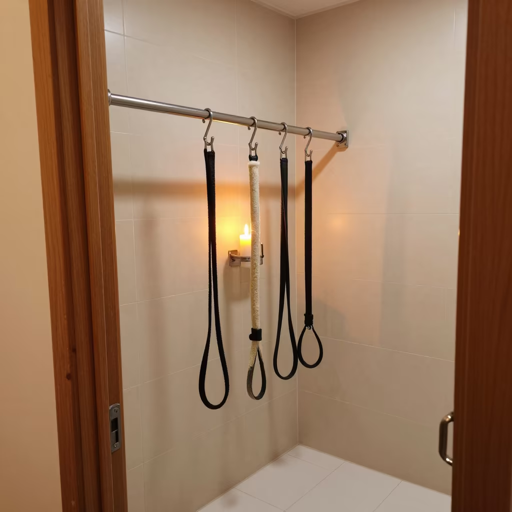 Honeyed Evening Grooming Bay Hook Rail in inside a grooming bay in Ottawa