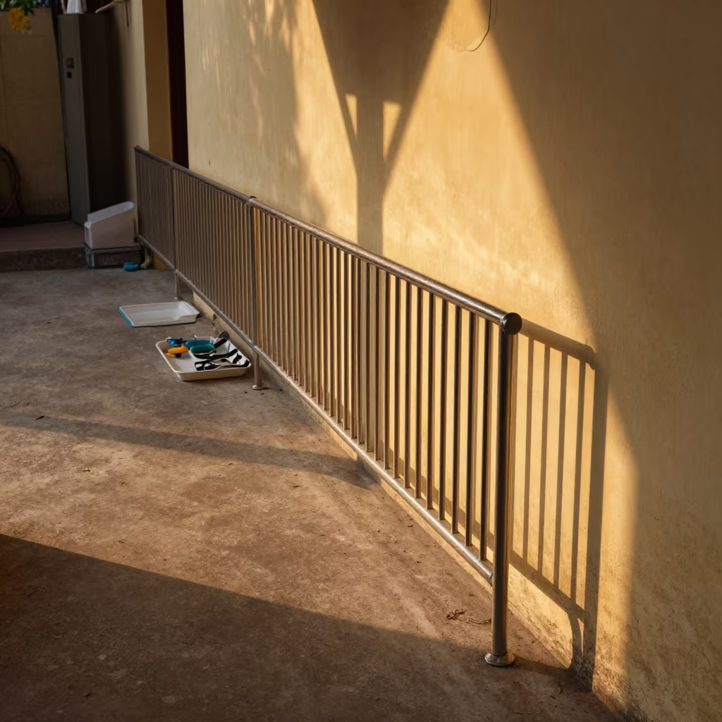Honeyed Evening Grooming Rail in Hanoi Kennel in in a boarding kennel corridor in Long Bien, Hanoi