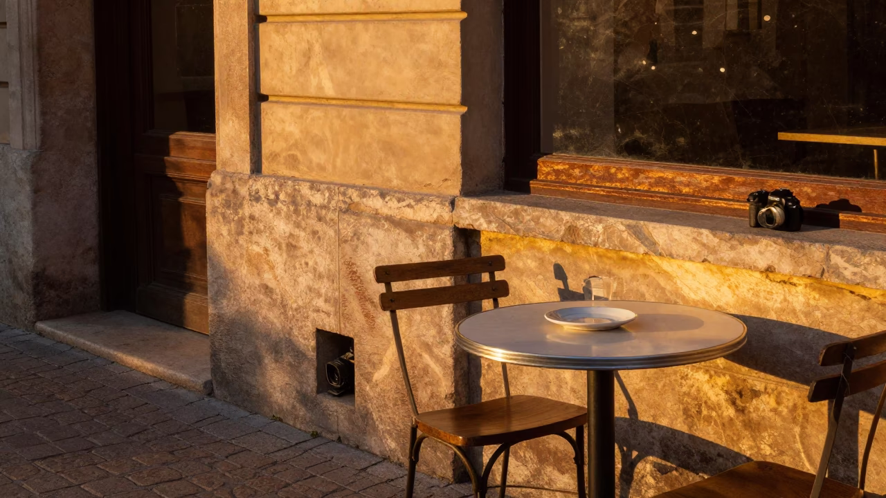 Honeyed Evening Light Illuminating Lyon Street Scene with Rust and Basil in in Lyon, France