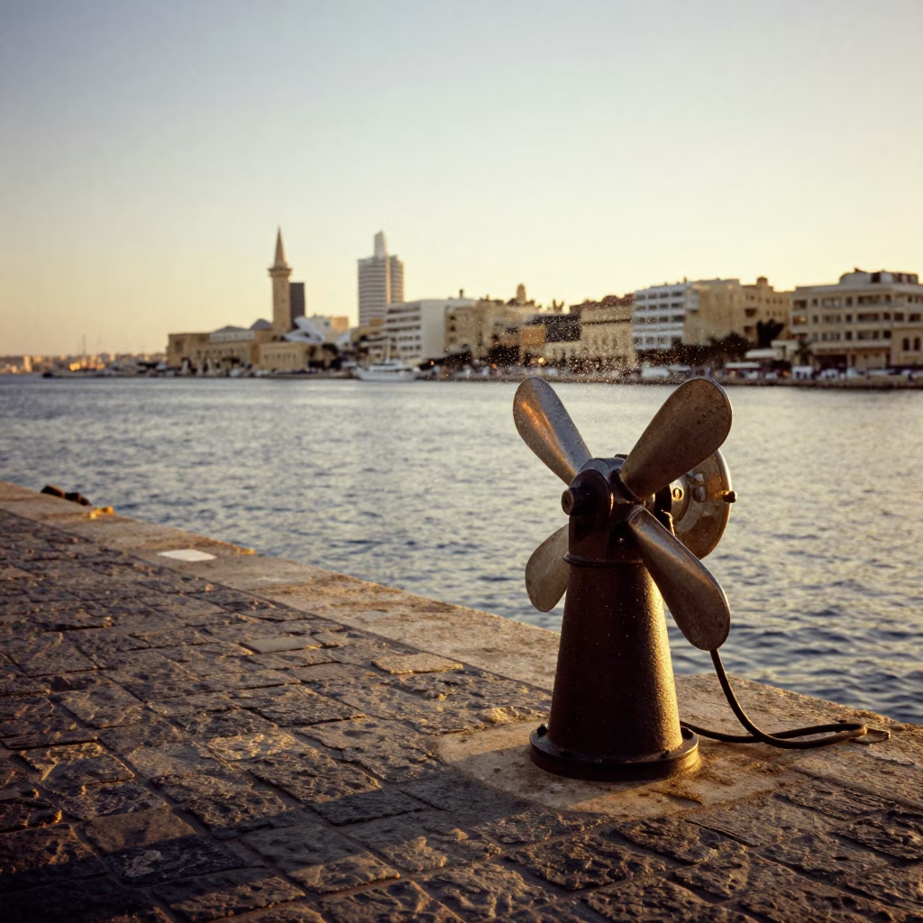 Honeyed Evening Light in Alexandria Egypt Harbor Waterfront Street Scene in in Alexandria, Egypt