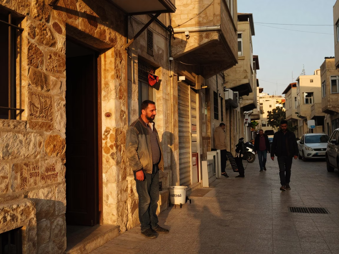Honeyed Evening Light in Beirut Lebanon Street Scene with Local Details in in Beirut, Lebanon