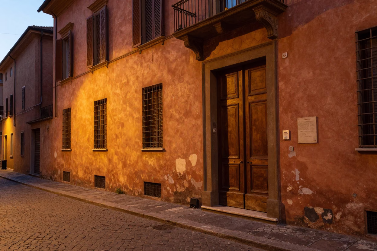 Honeyed Evening Light in Bologna Italy Street Scene with Local Details in in Bologna, Italy
