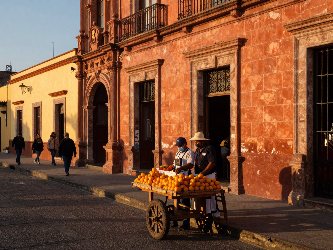 Honeyed Evening Light in Guadalajara Mexico capturing street life and local details in in Guadalajara, Mexico